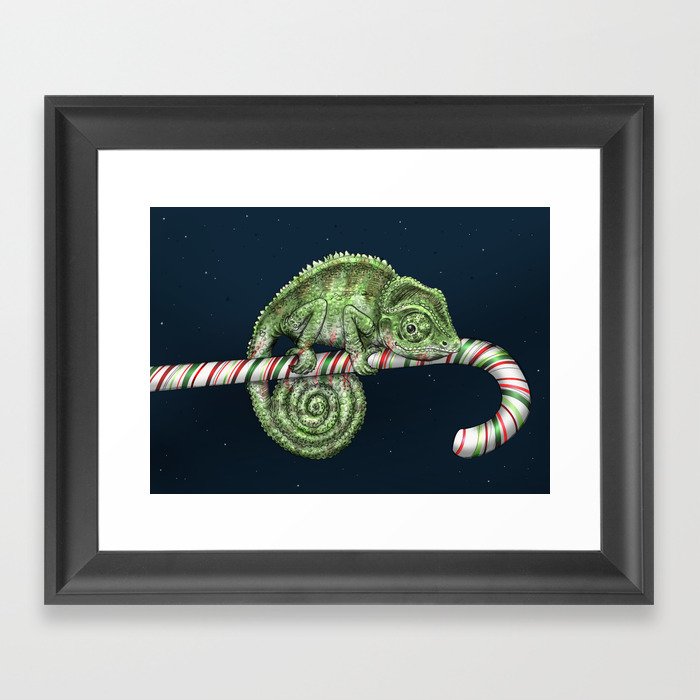 Christmas Chameleon Framed Art Print