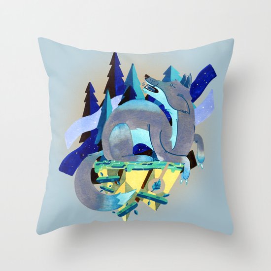 Silver Fox Throw Pillow