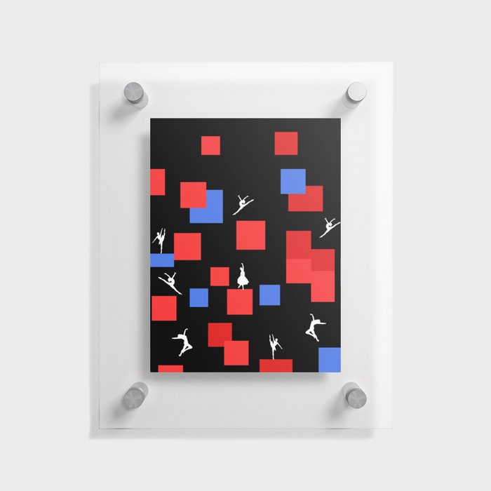 Dancing like Piet Mondrian - Composition in Color A. Composition with Red, and Blue on the black background Floating Acrylic Print