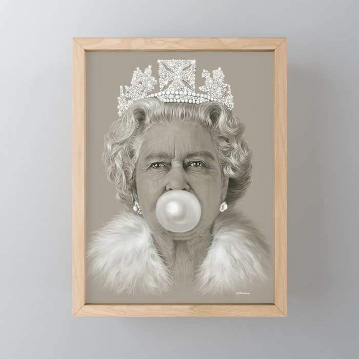 The Queen Elizabeth Bubble Gum Photo Picture Print On Framed Canvas Wall Art