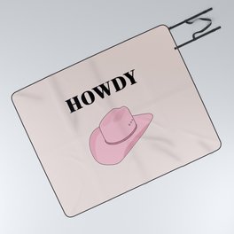 Howdy - Cowboy Hat Pink Picnic Blanket