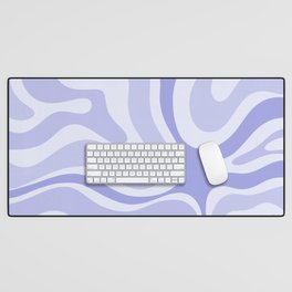 Modern Retro Liquid Swirl Abstract in Light Lavender Purple Desk Mat