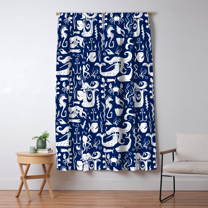 Under The Sea Navy Blue Blackout Curtain By