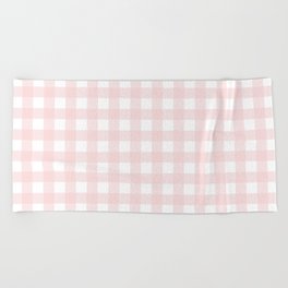 Pastel pink gingham pattern Beach Towel