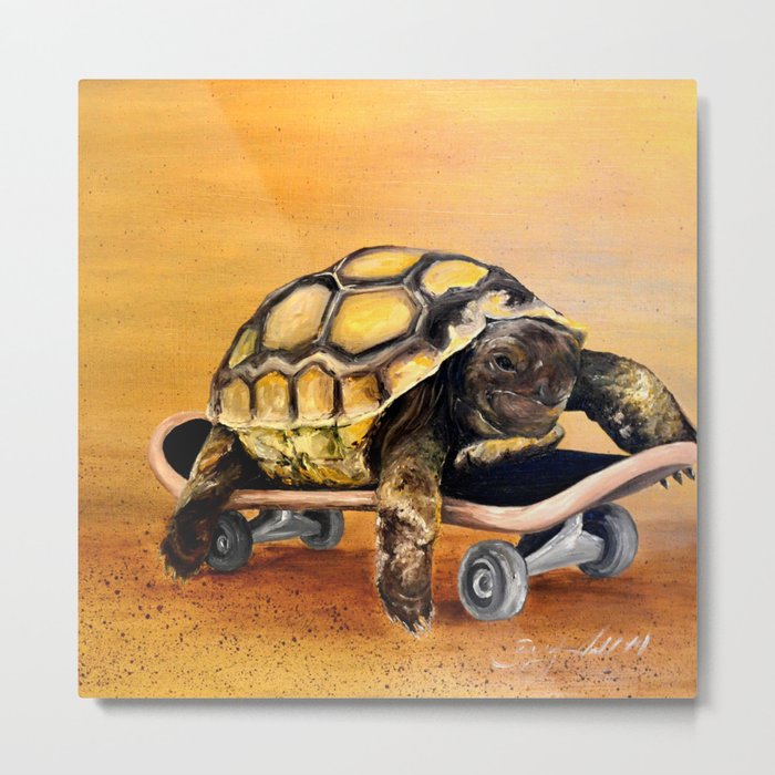 Skateboard Turtle Metal Print