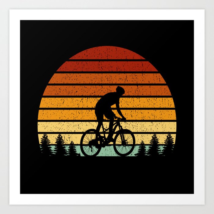 Mountain Bike Sunset MTB Adventure Art Print by Berry Berry Good