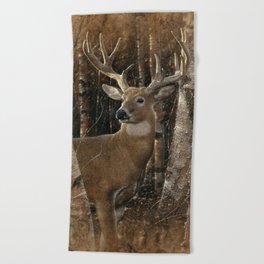 Deer - Birchwood Buck Beach Towel