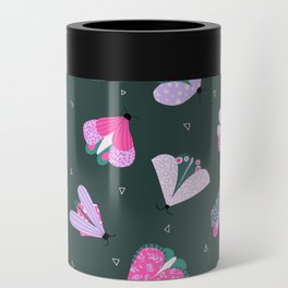 Moth Pattern Green Purple Pink Can Cooler