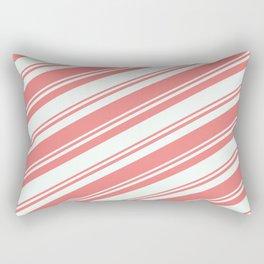 [ Thumbnail: Mint Cream & Light Coral Colored Striped/Lined Pattern Rectangular Pillow ]
