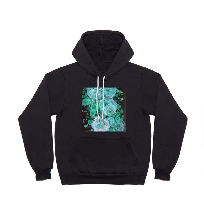 Teal doodle Abstract Hoody