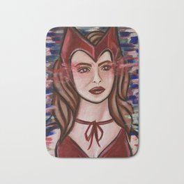 Scarlet Witch Bath Mat | Pop Art, Superhero, Acrylic, Stencil, Abstract, Watercolor, Painting, Witches, Illustration, Comic 