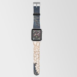 Floral Aesthetic in Navy, Ivory and Gold Apple Watch Band