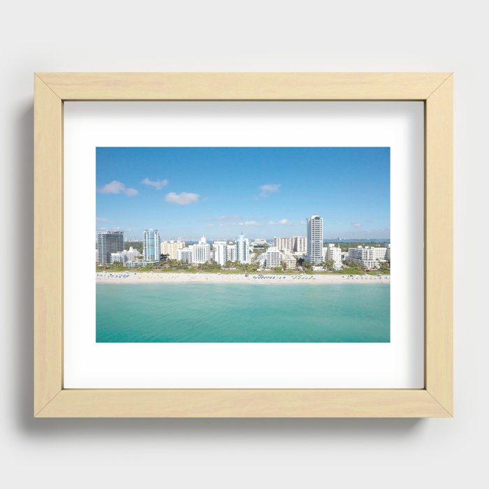 Miami Beach, Florida, Ocean Shoreline, City Skyline, Beach Recessed Framed Print