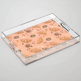 Croissant and Coffee Pattern Acrylic Tray