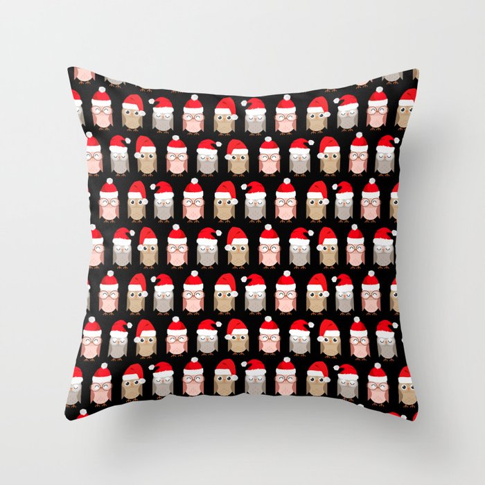Cute Owl Merry Christmas Animal Lovers Xmas Santa Throw Pillow