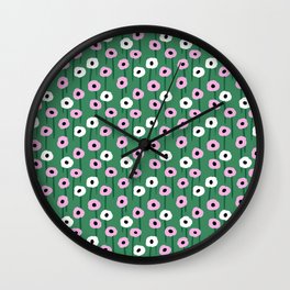 Abstract Poppies Pink & Green Wall Clock