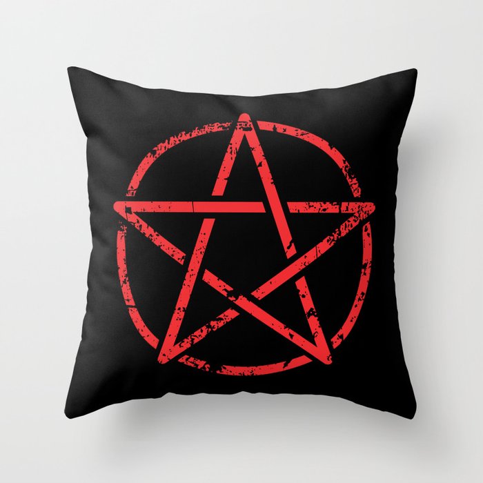 Red Pentagram Throw Pillow