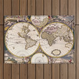 World map - Nova Totius Terrarum Orbis c.1685 Outdoor Rug