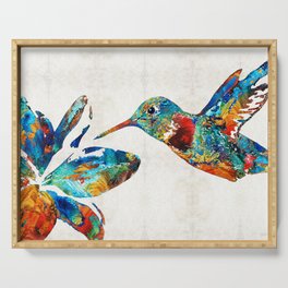 Colorful Hummingbird Art by Sharon Cummings Serving Tray
