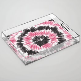 Pink Black Tie Dye Circle Acrylic Tray