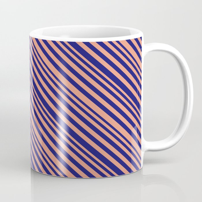 Dark Salmon & Midnight Blue Colored Lines Pattern Coffee Mug