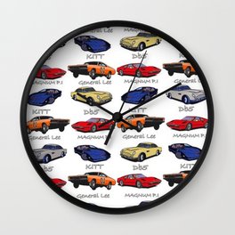 Famous cars 70's & 80's Wall Clock