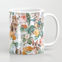 Cat and Floral Pattern III Coffee Mug