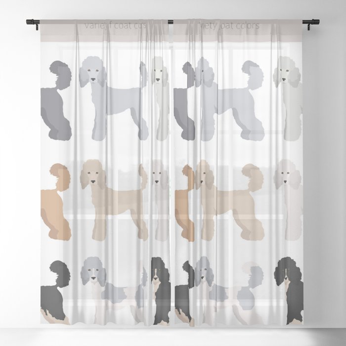 Standard Poodle Clipart Different Poses Coat Sheer Curtain