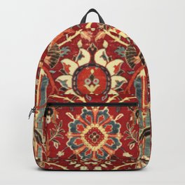 Sickle-Leaf 17th Century Antique Persian Carpet Print Backpack | Vintage, Sickle Leaf, Antique, Blue, Boho, Rug, Floral, Oriental, Green, Graphicdesign 