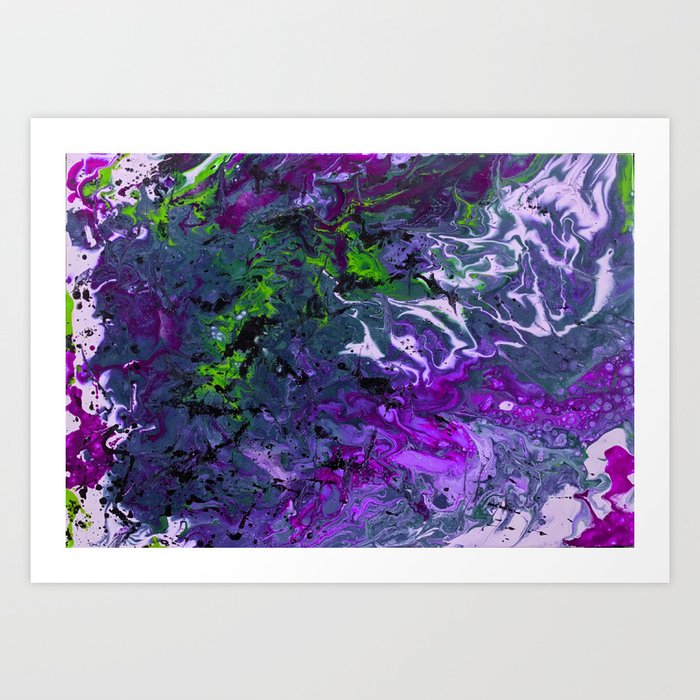 Purple Green Fluid Abstract Art Art Print By Natashakaliaart