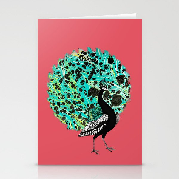 Neon Peacock Stationery Cards