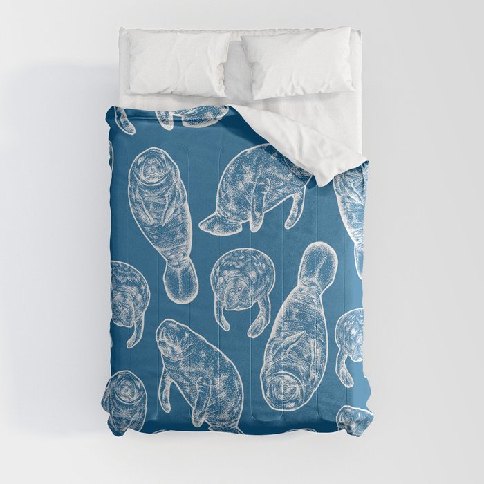 Manatees - Classic Blue Comforter