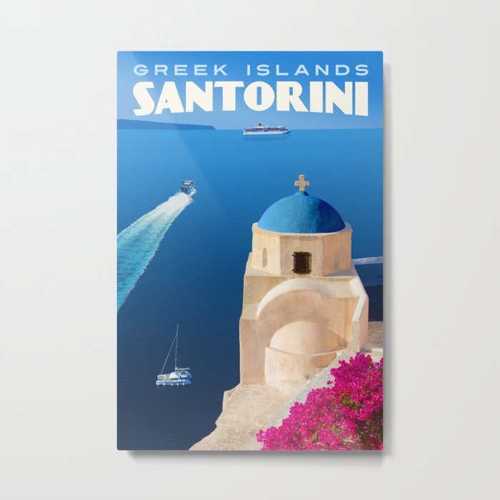 Santorini Travel Poster Metal Print