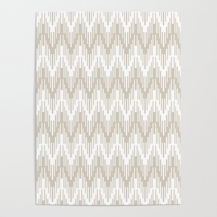 Beige and White Striped Chevron Ripple Pattern Pairs DE 2022 Trending Color Bay Salt DET642 Poster