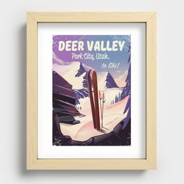 Deer Valley, park city, Utah, ski poster print. Recessed Framed Print