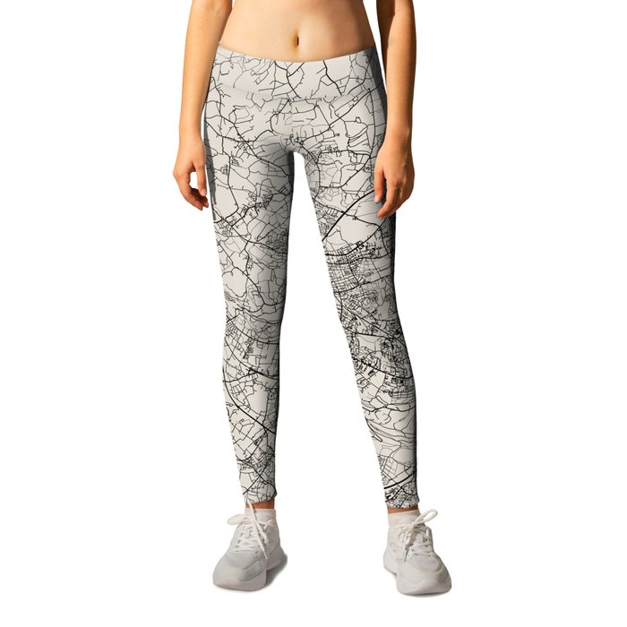 Germany, Bielefeld - Black and White Authentic Map  Leggings
