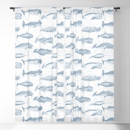 Vintage Whale Illutrations Blackout Curtain