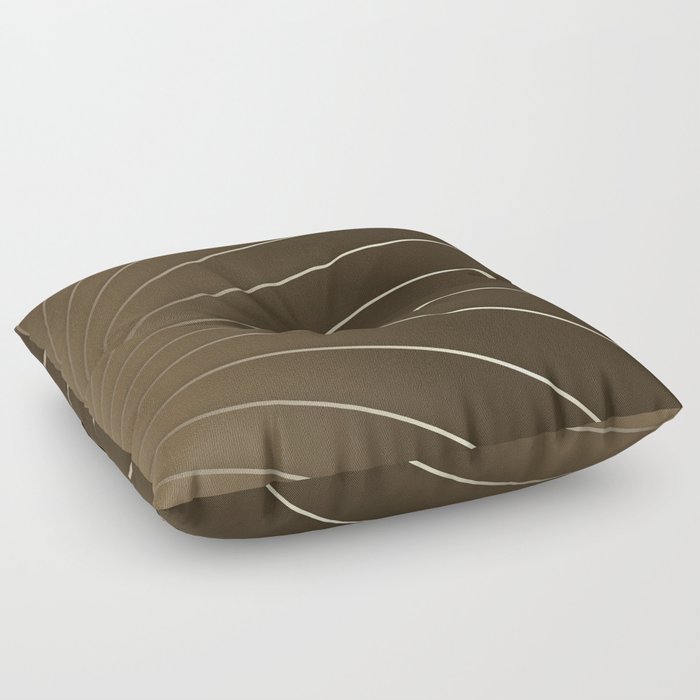 Golden Lines on Brown Gradient Background, Elegant Design Floor Pillow
