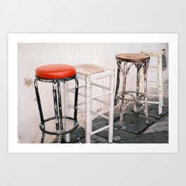 Bar stools in an Ibiza bar // Ibiza Travel Photography Art Print
