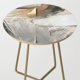 Too Soon | Collage Series 1 | mixed-media piece in gold, black and white + book pages Side Table