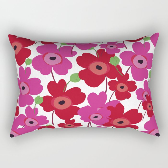 Graphic flowers:Royal red Rectangular Pillow
