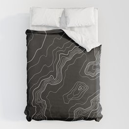 Black & White Topography map Bettbezug | Curated, Lines, World, Trip, Mountains, Highs, Science, Map, Vector, Graphicdesign 