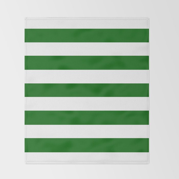 Emerald Green Solid Color White Stripes Pattern Throw Blanket White Stripes Pattern Throw Blanket