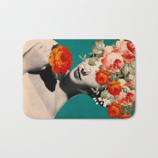 WOMAN WITH FLOWERS Bath Mat