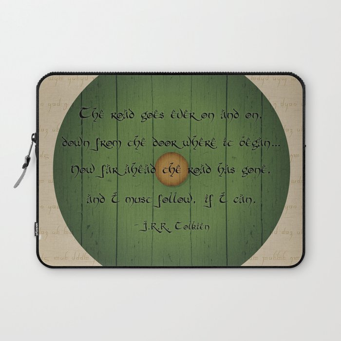 The Road Goes Ever On - Green Door Laptop Sleeve