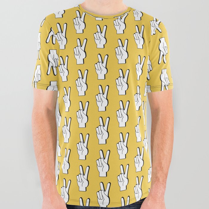 Peace Sign yellow All Over Graphic Tee