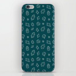 Teal Blue and White Gems Pattern iPhone Skin