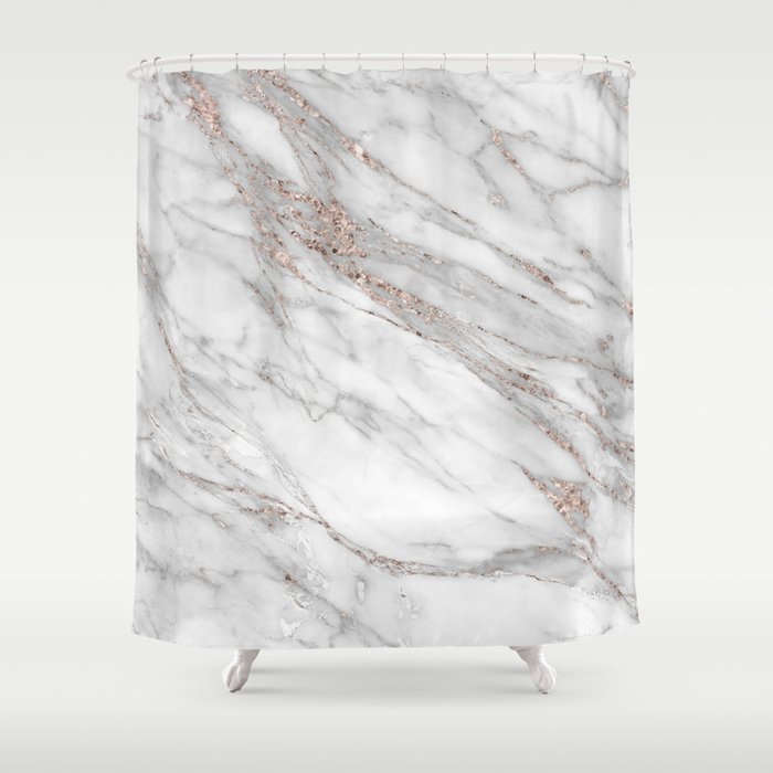 Pink Rose Gold Blush Metallic Glitter Foil On Gray Marble