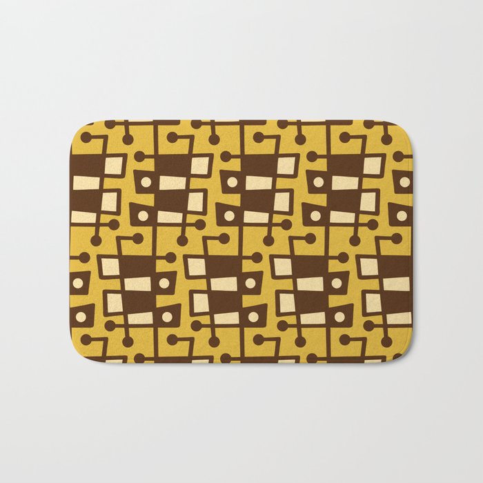 Mid Century Modern Abstract 212 Yellow and Brown Bath Mat
