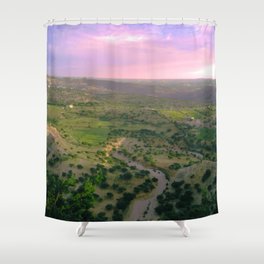 landscape mountain photo blue sky - nature landscape purple sky Art Print Shower Curtain